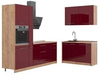 Vicco Winkelk&uuml;che Fame-Line, Bordeaux Hochglanz/Goldkraft Eiche, 220 x 120 cm...