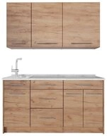 Vicco K&uuml;chenzeile Fame-Line, Goldkraft Eiche/Goldkraft Eiche, 150 cm...