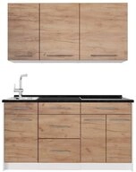 Vicco K&uuml;chenzeile Fame-Line, Goldkraft Eiche, 150 cm, AP Anthrazit