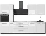 Vicco K&uuml;chenzeile Fame-Line, Wei&szlig; Hochglanz/Anthrazit, 310 cm, AP Marmor wei&szlig;