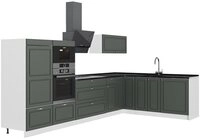 Vicco Winkelk&uuml;che Fame-Line, Gr&uuml;n-Gold Landhaus/Wei&szlig;, 347 x 60 cm, AP...