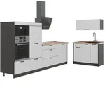 Vicco K&uuml;chenzeile Fame-Line, Wei&szlig; Landhaus/Anthrazit, 380 cm, AP Eiche wei&szlig;