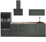 Vicco K&uuml;chenzeile Fame-Line, Gr&uuml;n-Gold Landhaus/Anthrazit, 280 cm, AP Eiche