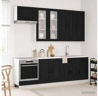 vidaXL H&auml;ngeschrank vidaXL K&uuml;cheneinheit KALMAR 8 stk. Schwarz Holzwerkstoff