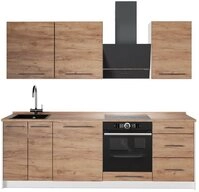 Vicco K&uuml;chenzeile Fame-Line, Goldkraft Eiche/Wei&szlig;, 230 cm, AP Eiche