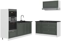 Vicco K&uuml;chenzeile Fame-Line, Gr&uuml;n-Gold Landhaus/Wei&szlig;, 340 cm, AP Anthrazit