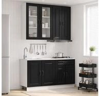 vidaXL H&auml;ngeschrank vidaXL K&uuml;cheneinheit KALMAR 4 stk. Schwarz Holzwerkstoff