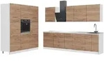 Vicco K&uuml;chenzeile Fame-Line, Goldkraft Eiche/Wei&szlig;, 460 cm Arbeitsplatte Marmor