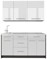 Vicco K&uuml;chenzeile Fame-Line, Wei&szlig; Hochglanz/Anthrazit, 150 cm, AP Marmor