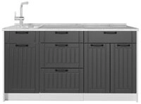 Vicco K&uuml;chenzeile Fame-Line, Dunkelgrau/Wei&szlig;, 150 cm, AP Marmor