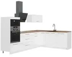 Vicco Winkelk&uuml;che Fame-Line, Wei&szlig; Hochglanz/Wei&szlig;, 287 x 207 cm, AP Eiche...
