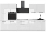 Vicco K&uuml;chenzeile Fame-Line, Wei&szlig; Hochglanz/Wei&szlig;, 340 cm ohne Arbeitsplatte