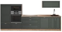 Vicco K&uuml;chenzeile Fame-Line, Gr&uuml;n-Gold Landhaus/Goldkraft Eiche, 340 cm, AP...
