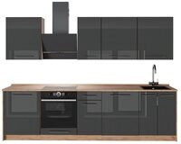 Vicco K&uuml;chenzeile Fame-Line, Anthrazit Hochglanz/Goldkraft Eiche, 280 cm ohne