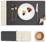LuxusKollektion Platzset Tischsets abwaschbar Kunstleder rutschfest 6er Grau