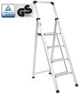 TRUTZHOLM Trittleiter Alu Trittleiter 4-stufig silber klappbar mit Handlauf 150...