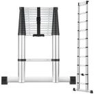 tectake Teleskopleiter Ausziehleiter 3,85 m, zuverl&auml;ssige Arretierung, 150 kg