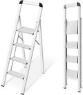 LuxusKollektion Trittleiter Leiter Aluminium 4 Stufen klappbar Handlauf 150 kg...