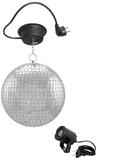SATISFIRE Discolicht Spiegelkugel Komplettset 20cm mit Motor, LED Pinspot...