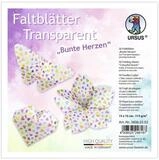 Idena Transparentpapier URSUS Faltbl&auml;tter Bunte Herzen transparent 15x15cm