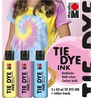 Marabu Gummib&auml;nder Marabu Batik Set TIE DYE Ink Pastel gelb/rosa/hellblau...