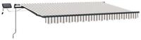 vidaXL Markise Ausziehbare Markise Hellgrau und Wei&szlig; 450 x 350 cm (1-St)