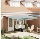 vidaXL Markise vidaXL Ausziehbare Markise Gr&uuml;n und Wei&szlig; 450 x 300 cm Polyester
