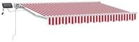 vidaXL Markise Manueller Markisenrahmen mit LEDs Rot und Wei&szlig; 3 x 2,5 m (1-St)...