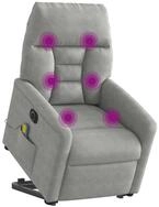 vidaXL Sessel Massagesessel Aufstehhilfe Elektrisch Hellgrau Mikrofasergewebe...