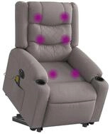 vidaXL Massagesessel, Elektrischer Massagesessel mit Aufstehhilfe Taupe Stoff