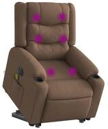 vidaXL Massagesessel, Elektrischer Massagesessel mit Aufstehhilfe Braun Stoff