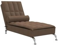 vidaXL Chaiselongue Massage-Chaiselongue mit Nackenrolle Braun Stoff, 1 Teile