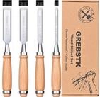 LuxusKollektion Mei&szlig;el-Set Stechbeitel 4tlg CRV Stahl Schr&auml;gkante Buchenholz...