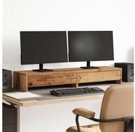 vidaXL Monitorst&auml;nder, (Monitorst&auml;nder mit Schubladen Altholz-Optik 100x27x15...