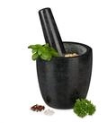 relaxdays M&ouml;rser Granit M&ouml;rser mit St&ouml;&szlig;el hoch, (2-tlg)