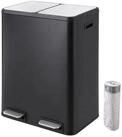 relaxdays M&uuml;lltrennsystem M&uuml;lleimer 2 F&auml;cher 2x30 l, schwarz