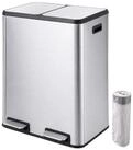 relaxdays M&uuml;lltrennsystem M&uuml;lleimer 2 F&auml;cher 2x30 l, silber