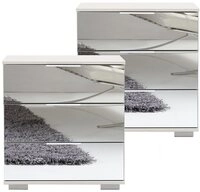Lomadox Nachttisch ELSTRA-43, wei&szlig; mit Spiegelfront 52/58/38 cm