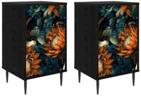 vidaXL Nachttisch Nachttisch LOCHEM 2 stk. Schwarz Eichen-Optik 36 x 33 x 61 cm