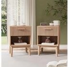 LuxusKollektion Nachtschrank Nachttisch 2er Set Boho Holz Natur Schublade Ablage