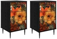 vidaXL Nachttisch Nachttisch GENNEP 2 stk. Schwarz Eichen-Optik 36 x 33 x 61 cm