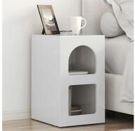 vidaXL Nachtkommode vidaXL Nachttisch ELST 2 Stk. Hochglanz Wei&szlig; 29,5 x 33,5 x...