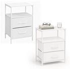 relaxdays Nachttisch mit 2 Schubladen & Ablagen (1-St), wei&szlig;, 2er-Pack