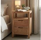 FINEBUY Nachttisch FB113240 Nachtkonsole Massivholz Nachtk&auml;stchen Schubladen