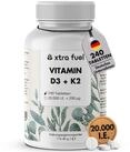 XTRA FUEL Vitamin D3 + K2 240 Tabletten - 20.000 I.E. + 200mcg - 100% rein...