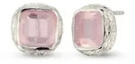 HAZE & GLORY Paar Ohrstecker Ohrstecker Quadrat Quarz Rosa 925 Sterling Silber