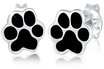 Elli Paar Ohrstecker Pfoten Tatze Emaille Hund Katze 925 Silber, Pfote