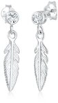 Elli Paar Ohrh&auml;nger Ohrh&auml;nger Feder 925 Silber, mit Kristallen von Swarovski&reg;