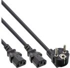Inline InLine&reg; Netz-Y-Kabel, 1x Schutzkontakt ST zu 2x Kaltger&auml;te ST, 1m...