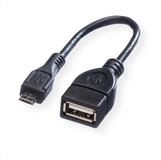 VALUE USB 2.0 Kabel, USB 2.0 Typ Micro B - Typ A BU, OTG USB-Kabel, USB 2.0 Typ...